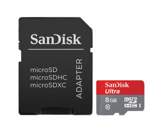 Карта памяти microSD 8Gb SanDisk Ultra (SDSDQUAN-008G-G4A) + SD адаптер