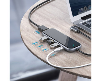Адаптер USB Type-C > Hub  Baseus Multi-functional 5-in-1 (USB, HDMI, PD) (CAHUB-BZ0G) Gray
