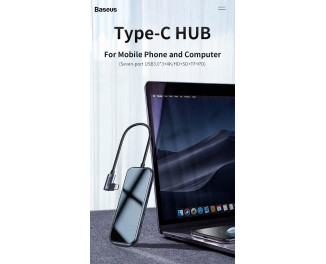 Адаптер USB Type-C > Hub  Baseus Multi-functional 7-in-1 (USB, HDMI. PD, SD/TF) (CAHUB-CZ0G) /gray
