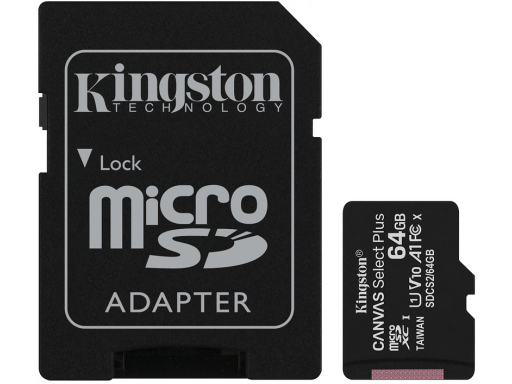 Карта памяти microSD 64Gb Kingston Canvas Select Plus A1 (SDCS2/64GB)