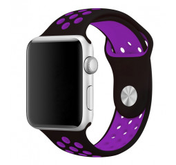 Силиконовый ремешок для Apple Watch 38/40 mm Sport Nike+ /Black&Purple