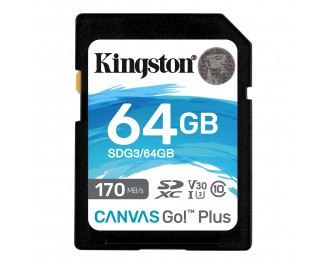 Карта памяти SD 64Gb Kingston Canvas Go Plus C10 UHS-I U3 (SDG3/64GB)