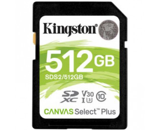 Карта памяти SD 512Gb Kingston Canvas Select Plus Class 10 UHS-I U3 (SDS2/512GB)