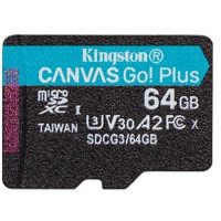 Карта памяти microSD 64Gb Kingston Canvas Go Plus class 10 UHS-I U3 A2 (SDCG3/64GBSP)
