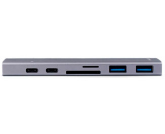 Адаптер USB Type-C x2 > Hub  Xiaomi HAGiBiS Docking Station DC7 7-in-1 (Lightning, USB-C, USB, HDMI, microSD) Gray