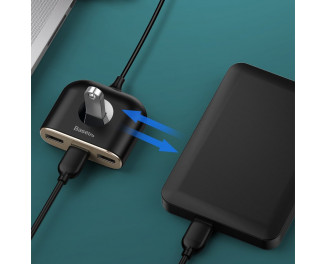 Адаптер USB > Hub  Baseus Square Round Box 4-in-1 (USB 2.0, USB 3.0, MicroUSB) (CAHUB-AY01) Black