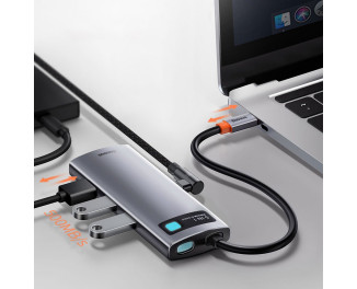 Адаптер USB Type-C > Hub  Baseus Metal Gleam Multi-functional 5-in-1 (PD, USB, HDMI) (CAHUB-CX0G) Gray