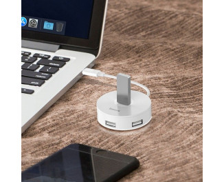 Адаптер USB Type-C > Hub  Baseus Round Box 5-in-1 0.12m (USB 2.0, USB 3.0, MicroUSB) (CAHUB-G02) White