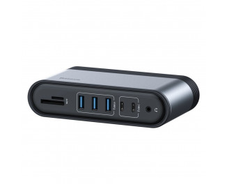 Адаптер USB Type-C > Hub  Baseus Working Station Four-Screen Multifunctional 16-in-1 (USB-C, USB, DP, HDMI, RJ45, SD/TF, 3.5 Audio) (CAHUB-HG0G) Gray