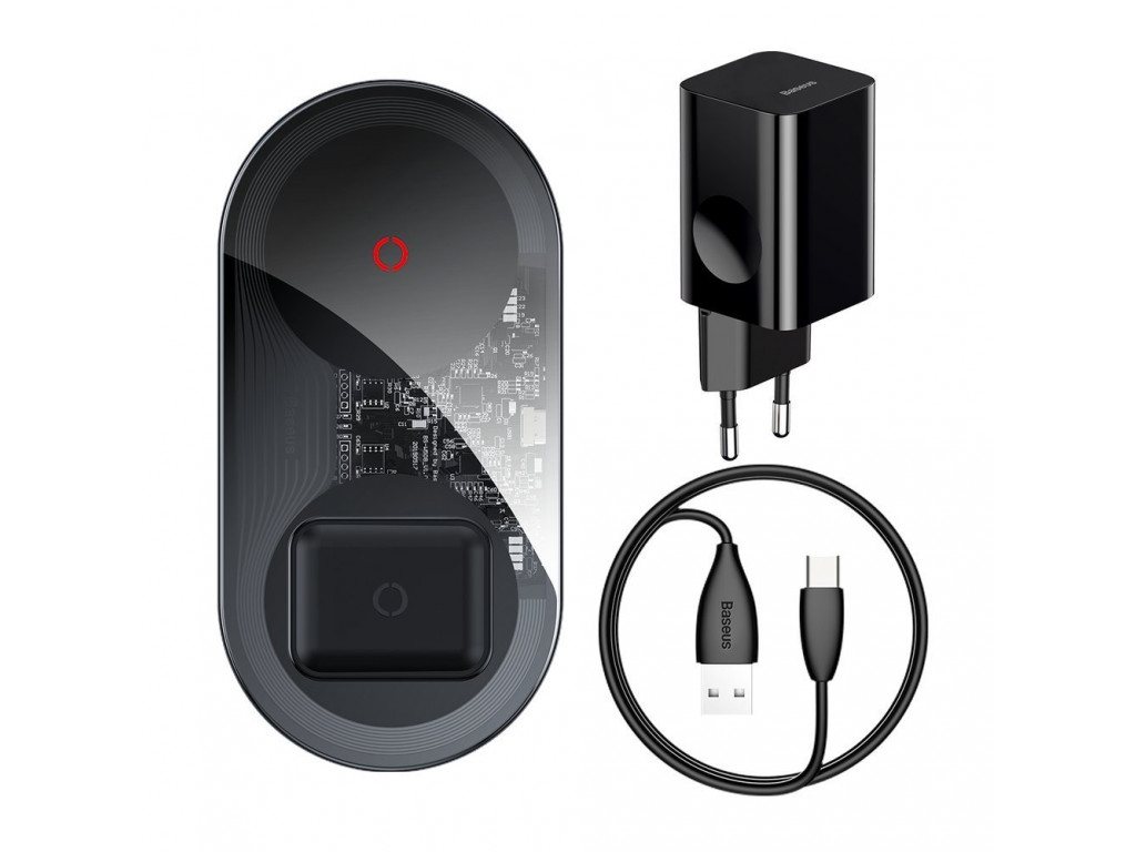 Беспроводное зарядное устройство Baseus Simple 2in1 Wireless Charger Turbo Edition 24W (TZWXJK-B01) Black