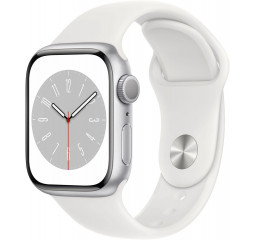 Смарт-часы Apple Watch Series 8 GPS 41mm Silver Aluminum Case with White Sport Band - M/L (MP6M3)