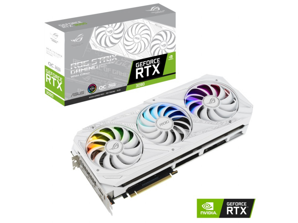 Видеокарта ASUS GeForce RTX 3090 ROG Strix Gaming OC White Edition (ROG-STRIX-RTX3090-O24G-WHITE)