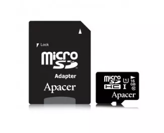 Карта пам'яті microSD 16Gb Apacer UHS-I Class 10 + адаптер (AP16GMCSH10U1-R)