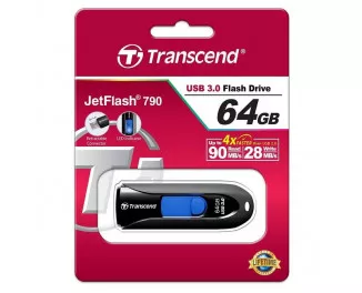 Флешка USB 3.0 64Gb Transcend JetFlash 790K Black (TS64GJF790k)