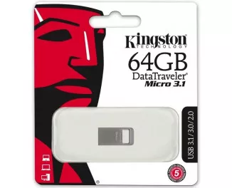 Флешка USB 3.1 64Gb Kingston DataTraveler Micro 3.1 Silver (DTMC3/64GB)