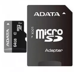 Карта памяти mircoSD 64Gb ADATA UHS-I (AUSDX64GUICL10-RA1) + SD адаптер