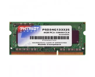 Память для ноутбука SO-DIMM DDR3 4 Gb (1333 MHz) Patriot Signature Line (PSD34G13332S)