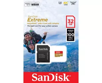 Карта памяти microSD 32Gb SanDisk Extreme Action V30 A1 (SDSQXAF-032G-GN6AA) + SD адаптер