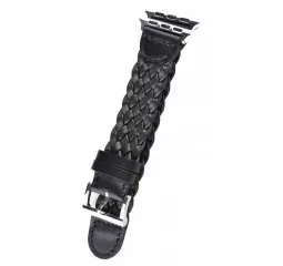 Кожаный ремешок для Apple Watch 38/40 mm Weave Buckle /Black
