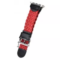 Кожаный ремешок для Apple Watch 38/40 mm Weave Buckle /Red