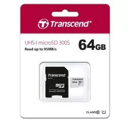 Карта памяти microSD 64Gb Transcend UHS-I 300S (TS64GUSD300S-A) + SD адаптер