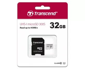 Карта памяти microSD 32Gb Transcend UHS-I 300S (TS32GUSD300S-A) + SD адаптер