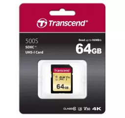 Карта пам'яті SD 64Gb Transcend UHS-I 500S (TS64GSDC500S)