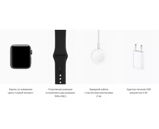 Смарт-часы Apple Watch Series 3 GPS 38mm Space Gray Aluminium Case with Black Sport Band (MTF02)