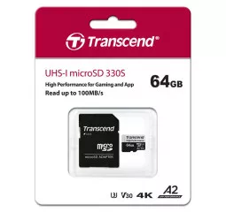 Карта памяти microSD 64Gb Transcend UHS-I 300S (TS64GUSD330S) + SD адаптер