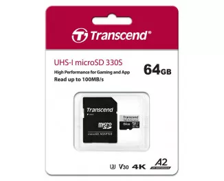 Карта памяти microSD 64Gb Transcend UHS-I 300S (TS64GUSD330S) + SD адаптер