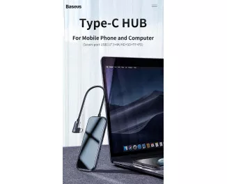 USB-адаптер Type-C > Hub Baseus Multi-functional 7-in-1 (USB, HDMI. PD, SD/TF) (CAHUB-CZ0G) /gray