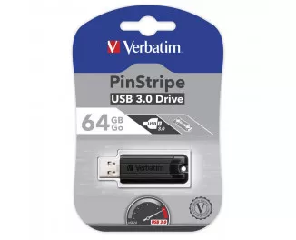 Флешка USB 3.0 64Gb Verbatim PinStripe Black (49318)