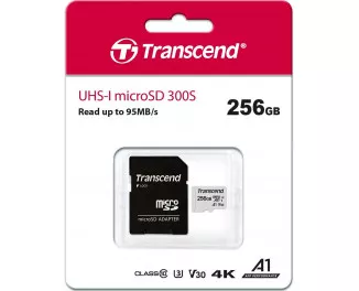 Карта пам'яті microSD 256Gb Transcend class 10 UHS-I + адаптер SD (TS256GUSD300S-A)