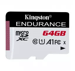 Карта пам'яті microSD 64Gb Kingston class 10 UHS-I U1 A1 High Endurance (SDCE/64GB)
