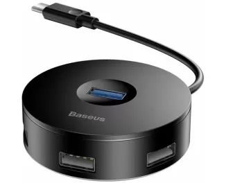 Адаптер USB Type-C > Hub  Baseus Round Box 5-in-1 0.12m (USB 2.0, USB 3.0, MicroUSB) (CAHUB-G01) Black