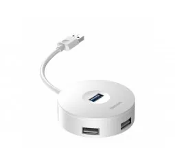Адаптер USB > Hub  Baseus Round Box 5-in-1 0.12m (USB 2.0, USB 3.0, MicroUSB) (CAHUB-F02) White