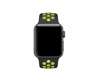 Силіконовий ремінець для Apple Watch 38/40 mm Nike Sport Band / Black&Volt