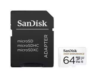 Карта памяти microSD 64Gb SanDisk High Endurance C10 UHS-I U3 V30 (SDSQQNR-064G-GN6IA)