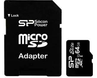 Карта памяти microSD 64Gb Silicon Power UHS-I Elite + SD adapter (SP064GBSTXBU1V10SP)