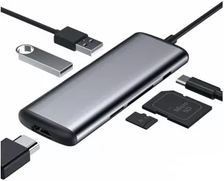 Адаптер USB Type-C > Hub  Xiaomi HAGiBiS Docking Station 6-in-1 (USB-C, PD, USB, HDMI, microSD/SD) Gray  (UC39-PDMI) Gray