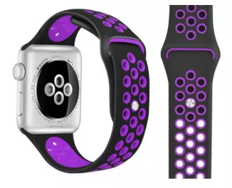 Силиконовый ремешок для Apple Watch 38/40 mm Sport Nike+ /Black&Purple