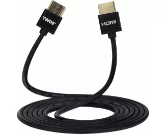 Кабель HDMI - HDMI v 2.0 2Е (AM/AM), Slim, High Speed, Alumium, black, 2m
