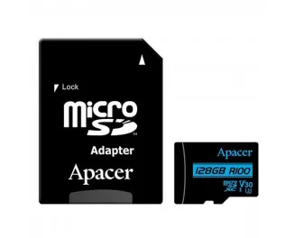 Карта памяти microSD 128Gb Apacer Class 10 UHS-I U3 V30 + SD-adapter (AP128GMCSX10U7-R)