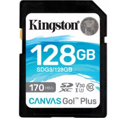 Карта памяти SD 128Gb Kingston Canvas Go Plus C10 UHS-I U3 (SDG3/128GB)