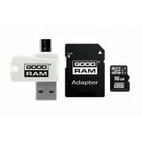 Карта пам'яті microSD 16Gb GOODRAM class10 UHS I U1 + SD adapter + OTG Card reader (M1A4-0160R12)