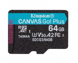 Карта памяти microSD 64Gb Kingston Canvas Go Plus class 10 UHS-I U3 A2 (SDCG3/64GBSP)