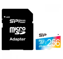 Карта памяти microSD 256Gb Silicon Power Elite Class 10 UHS-I U1 + SD adapter (SP256GBSTXBU1V21SP)