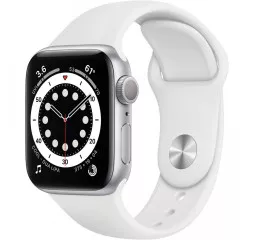 Смарт-часы Apple Watch Series 6 GPS 44mm Silver Aluminum Case with White Sport Band (M00D3)