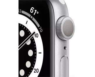 Смарт-часы Apple Watch Series 6 GPS 44mm Silver Aluminum Case with White Sport Band (M00D3)