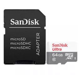 Карта памяти microSD 64Gb SanDisk Ultra Light Сlass 10 + SD адаптер (SDSQUNR-064G-GN3MA)